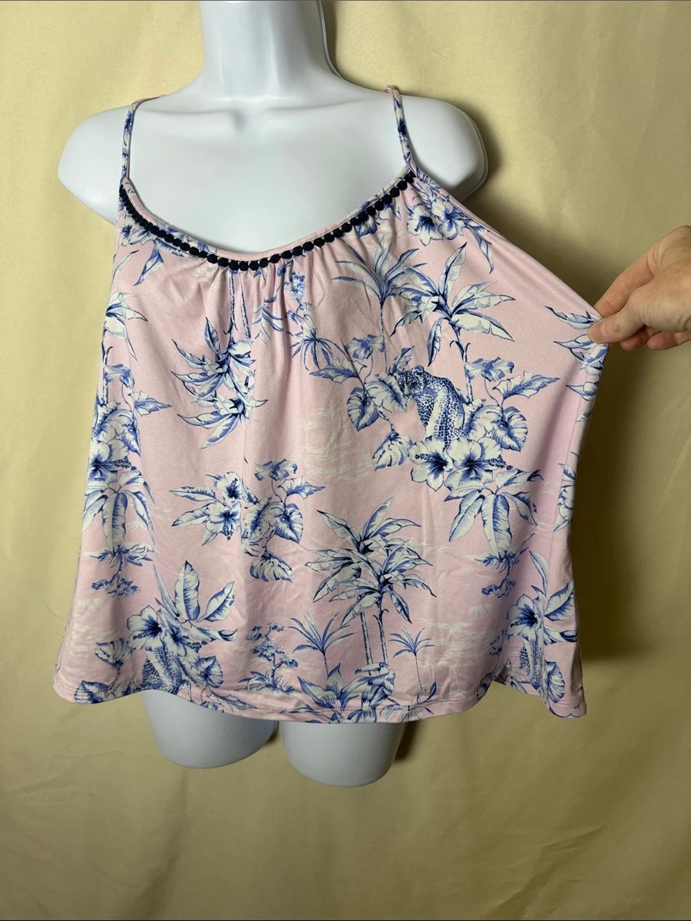 Secret Treasures Pink & Blue Floral Lace-Trim Cami Set